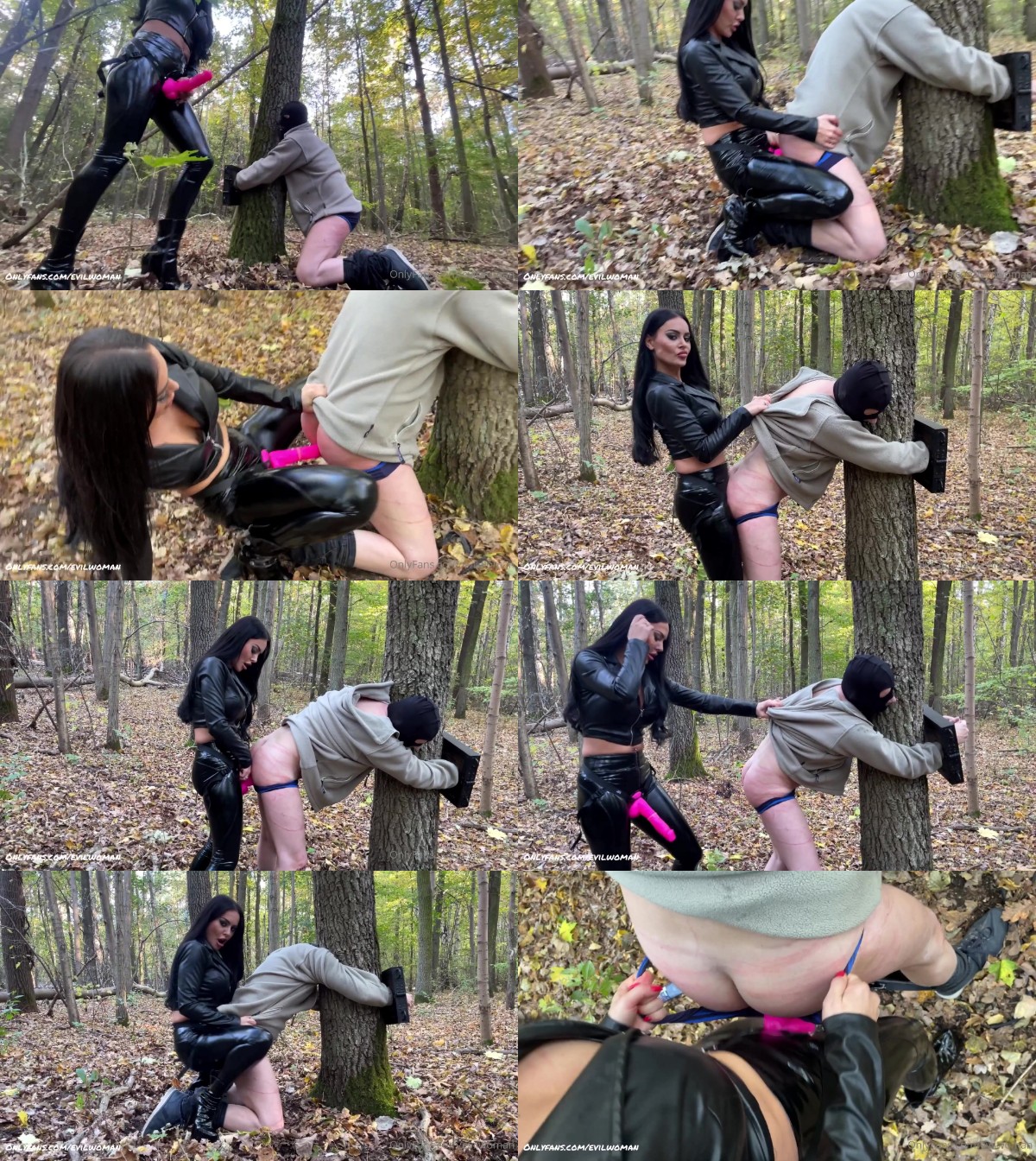 EVIL WOMAN - No mercy pegging in the forest pic